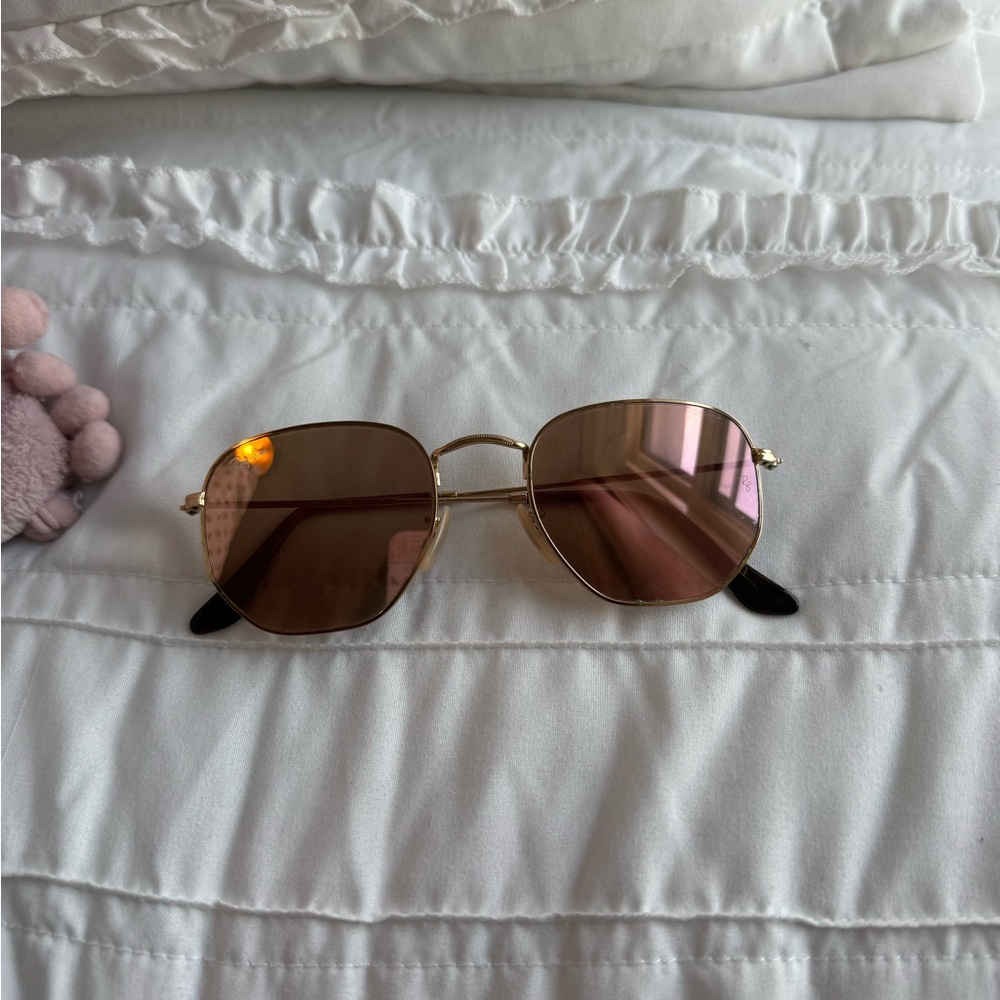 Gold Frame Sunglasses with Pink Lenses